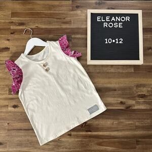 Eleanor Rose County Fair Keara Flutter Sleeveless Cream Pink Knit Top 10/12